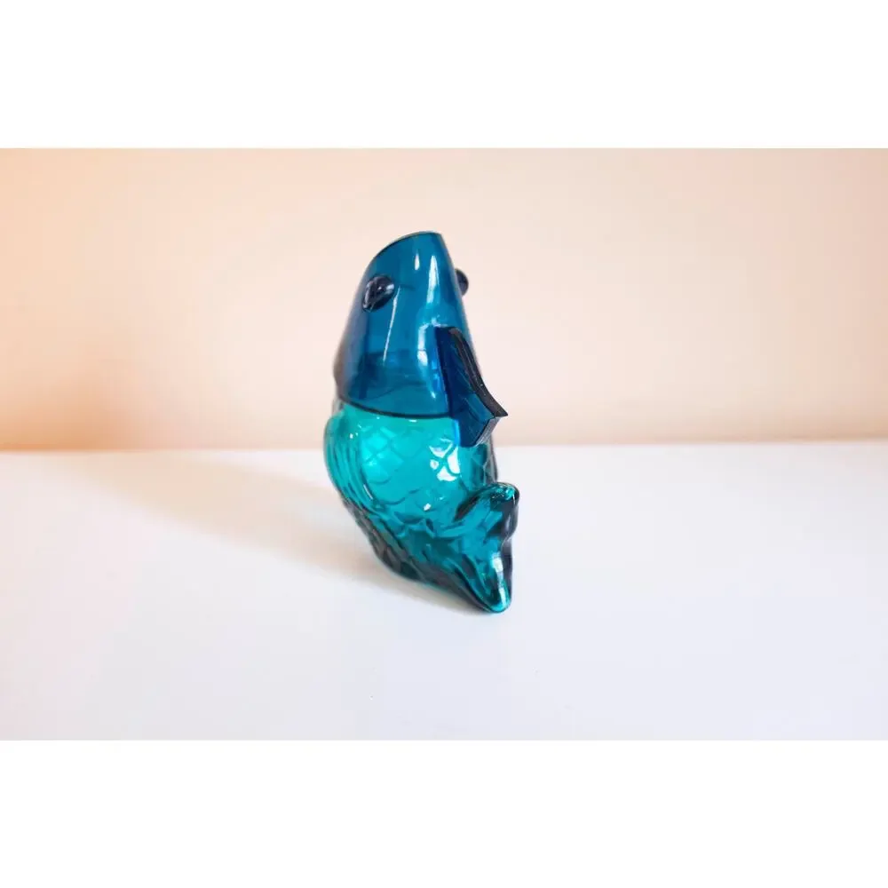 Blue Fish Avon Bottle | Vintage Glass and Plastic Decanter